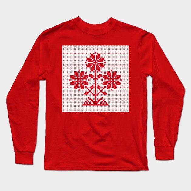 White and red Belarus ornament Long Sleeve T-Shirt by kavalenkava